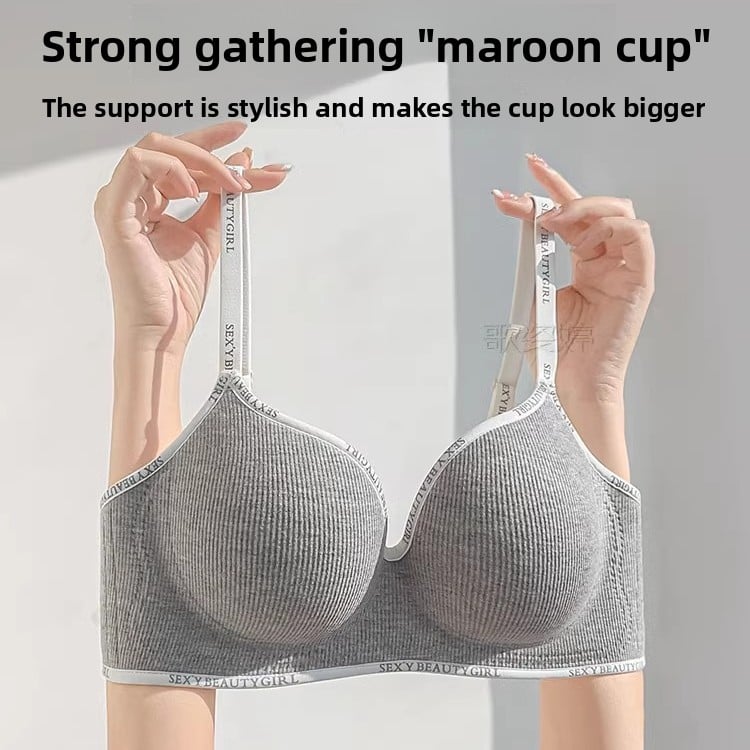 Traceless Thickened Underwear Women's Gathering Small Chest Large Steamed Bread Cup Soft Support Parammary Gap