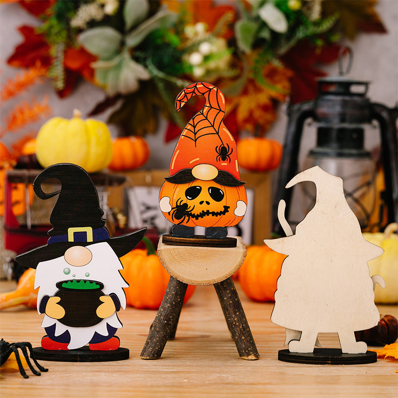 Assorted 2-piece Halloween element ornaments featuring a gnome and a pumpkin gnome.