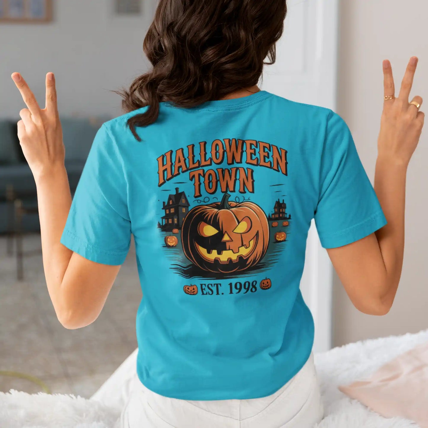 Halloween Town T-Shirt – Vintage Pumpkin Graphic – Bella Canvas 3001 – Halloween Tee – Spooky Season Shirt – Unisex S-3XL