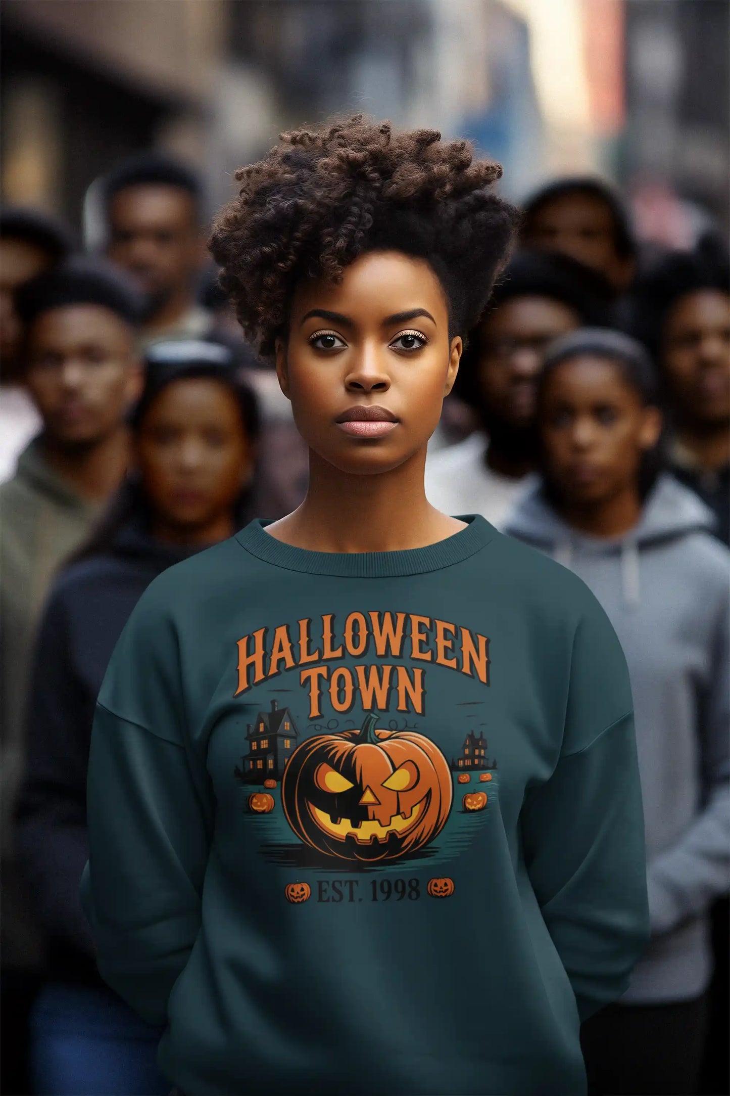 Halloween Town Sweatshirt – Vintage Pumpkin Graphic – Bella Canvas 3501 – Halloween Crewneck – Spooky Season Shirt – Unisex S-3XL