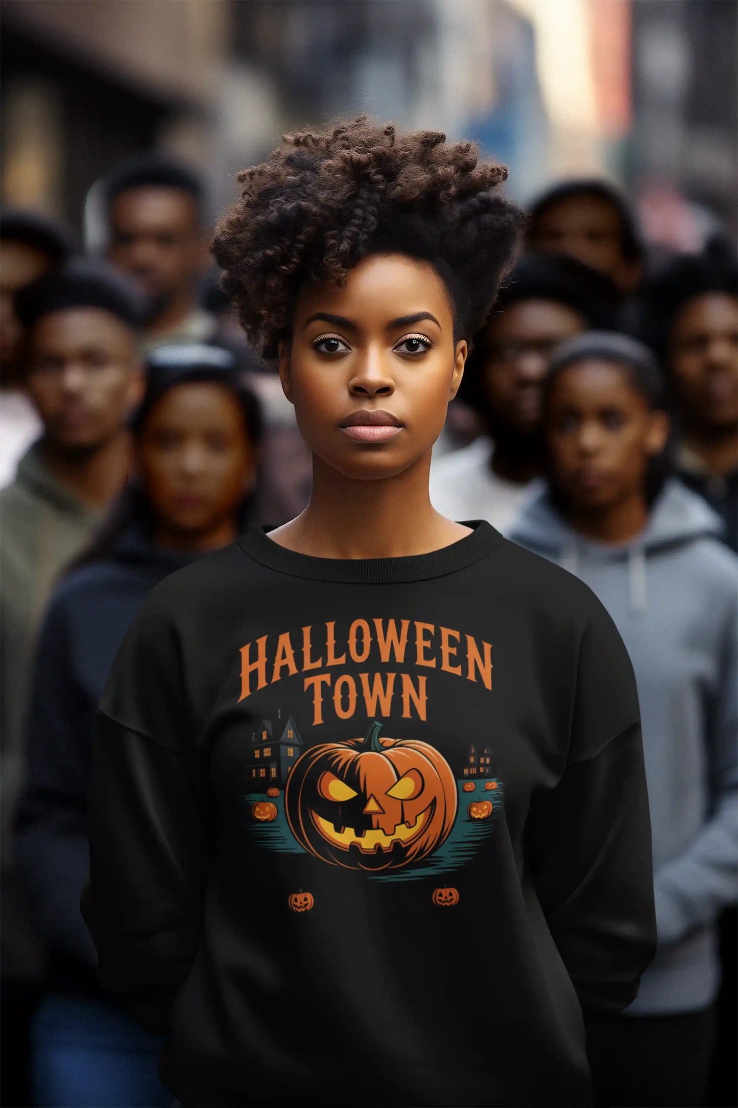 Halloween Town Sweatshirt – Vintage Pumpkin Graphic – Bella Canvas 3501 – Halloween Crewneck – Spooky Season Shirt – Unisex S-3XL