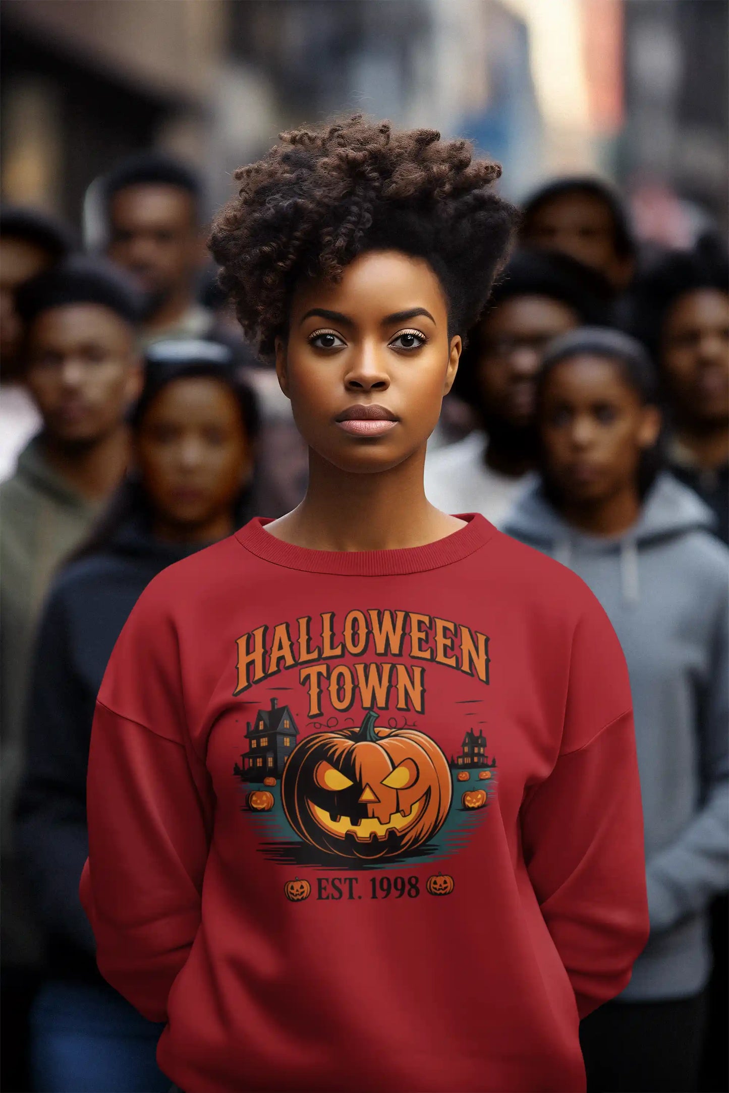 Halloween Town Sweatshirt – Vintage Pumpkin Graphic – Bella Canvas 3501 – Halloween Crewneck – Spooky Season Shirt – Unisex S-3XL