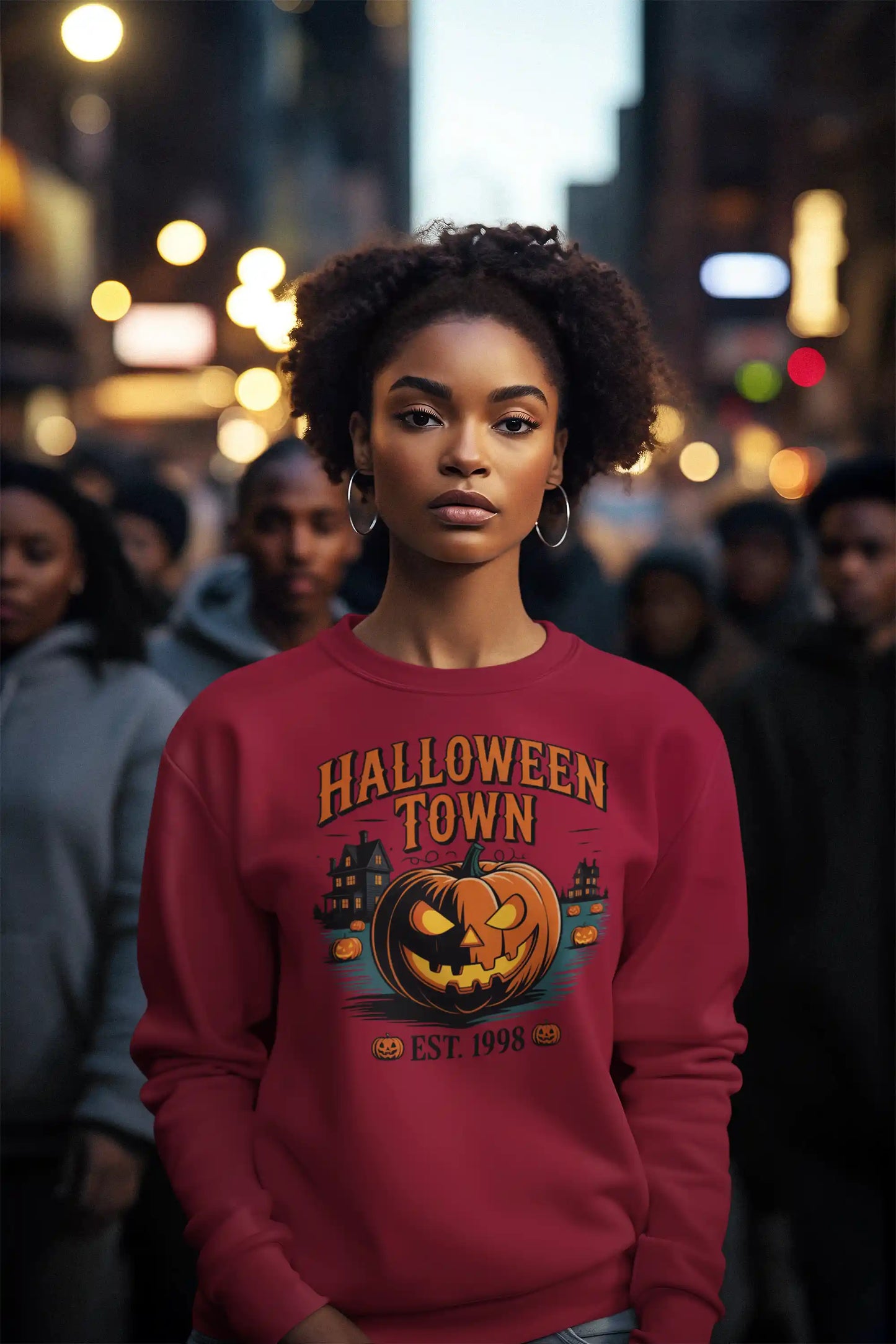 Halloween Town Sweatshirt – Vintage Pumpkin Graphic – Bella Canvas 3501 – Halloween Crewneck – Spooky Season Shirt – Unisex S-3XL