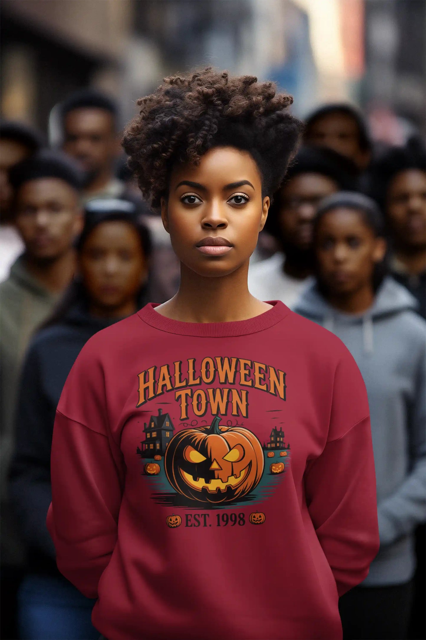 Halloween Town Sweatshirt – Vintage Pumpkin Graphic – Bella Canvas 3501 – Halloween Crewneck – Spooky Season Shirt – Unisex S-3XL