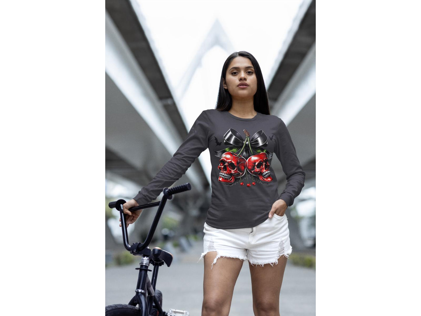 Spooky Cherry Halloween Bow Sweatshirt – Cute & Creepy Fall Vibes
