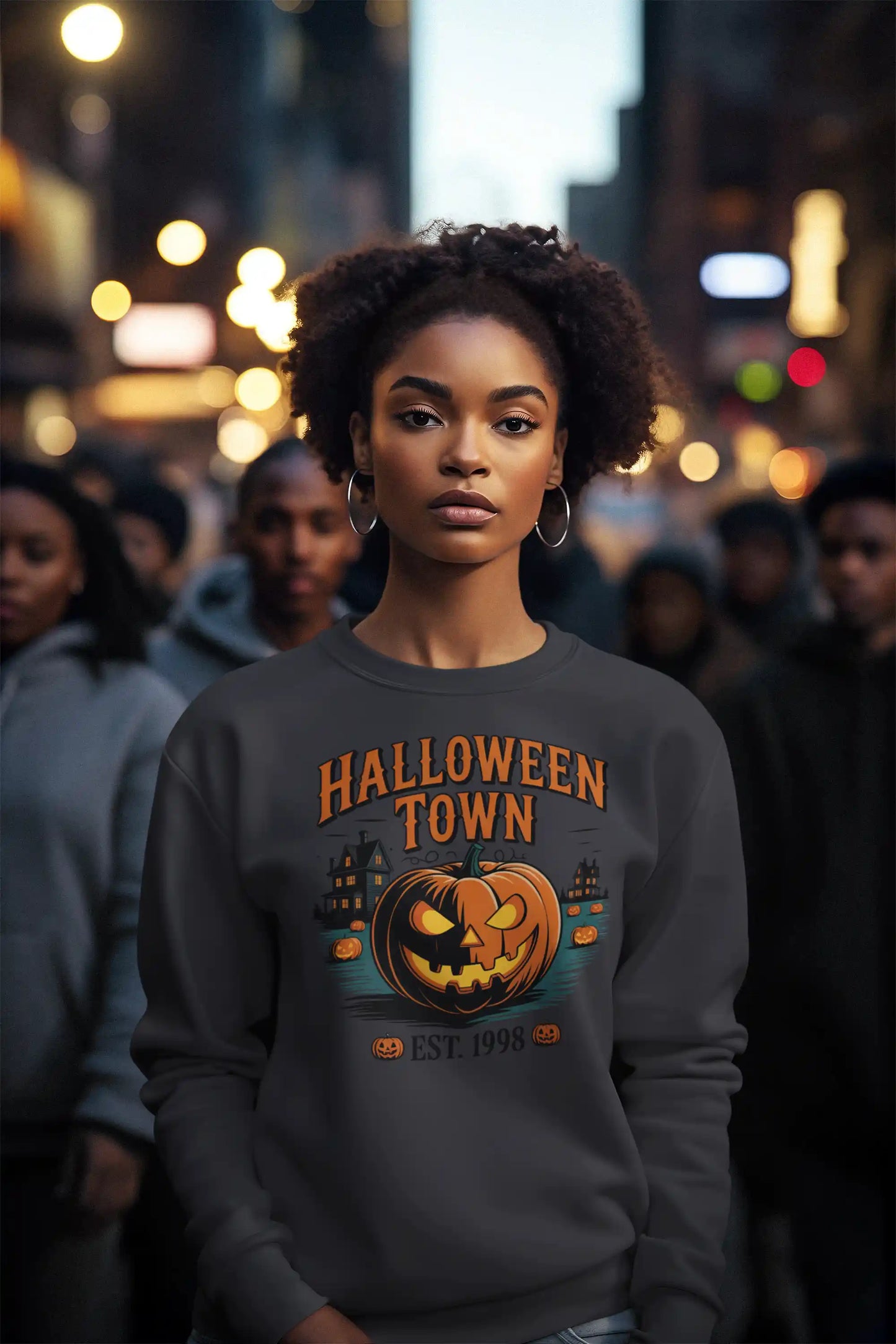 Halloween Town Sweatshirt – Vintage Pumpkin Graphic – Bella Canvas 3501 – Halloween Crewneck – Spooky Season Shirt – Unisex S-3XL
