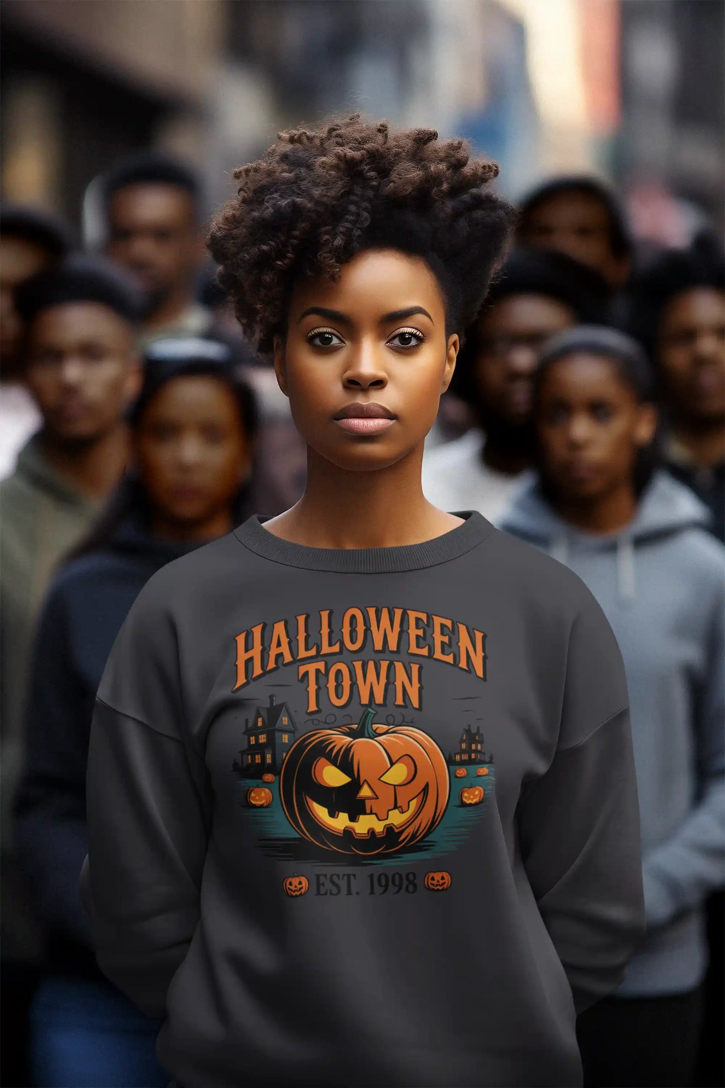 Halloween Town Sweatshirt – Vintage Pumpkin Graphic – Bella Canvas 3501 – Halloween Crewneck – Spooky Season Shirt – Unisex S-3XL