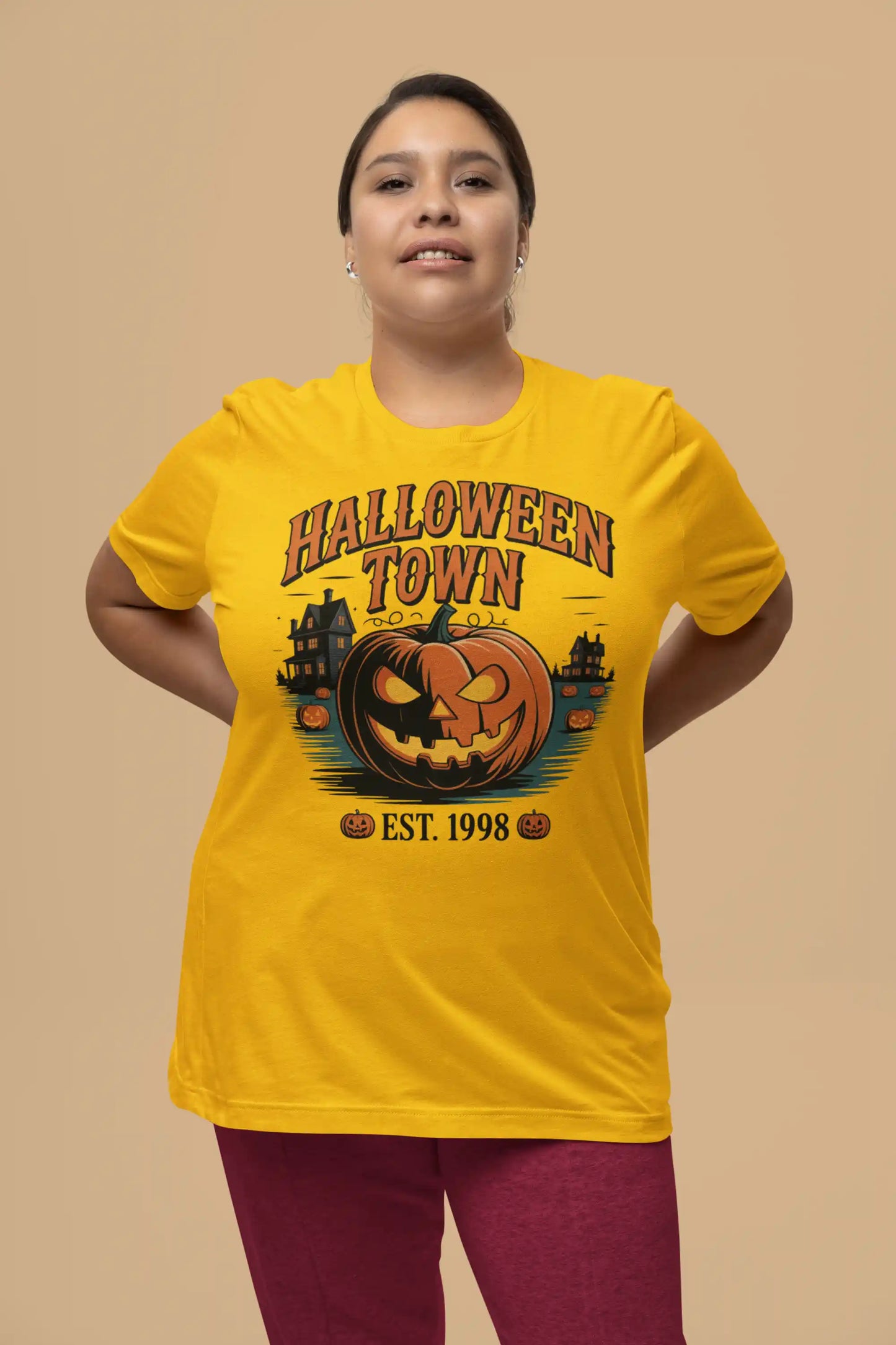 Halloween Town T-Shirt – Vintage Pumpkin Graphic – Bella Canvas 3001 – Halloween Tee – Spooky Season Shirt – Unisex S-3XL