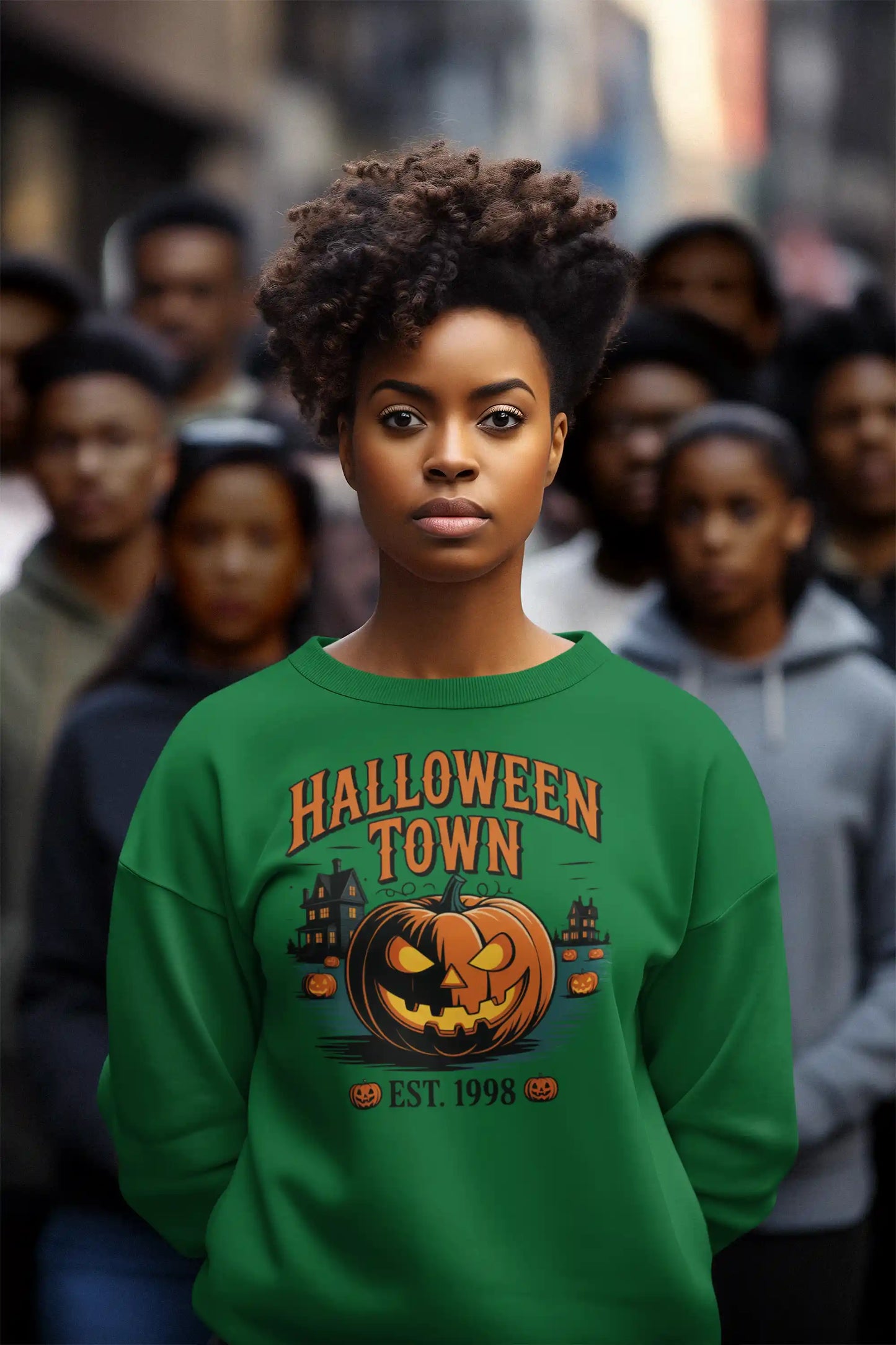 Halloween Town Sweatshirt – Vintage Pumpkin Graphic – Bella Canvas 3501 – Halloween Crewneck – Spooky Season Shirt – Unisex S-3XL