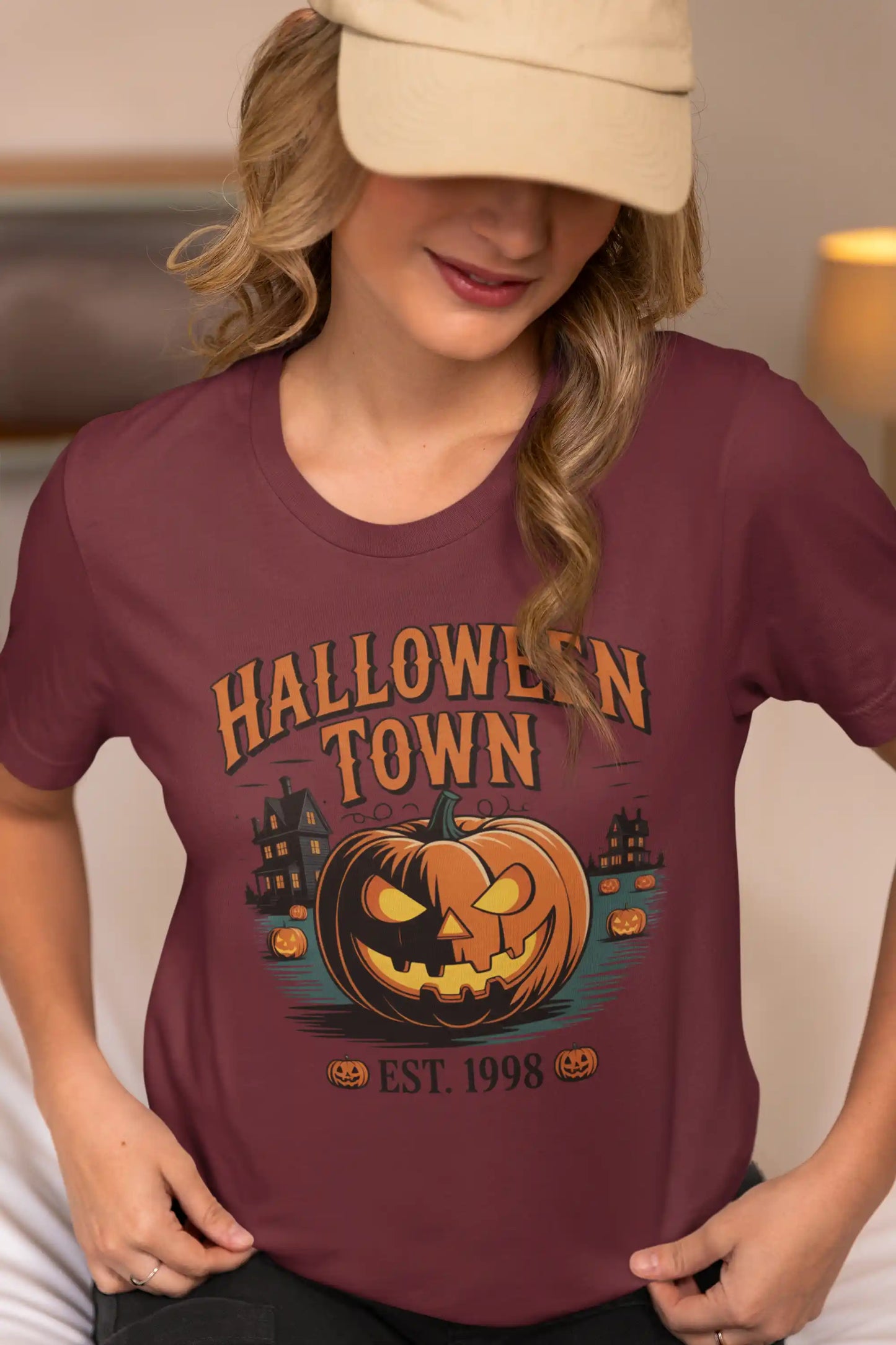 Halloween Town T-Shirt – Vintage Pumpkin Graphic – Bella Canvas 3001 – Halloween Tee – Spooky Season Shirt – Unisex S-3XL