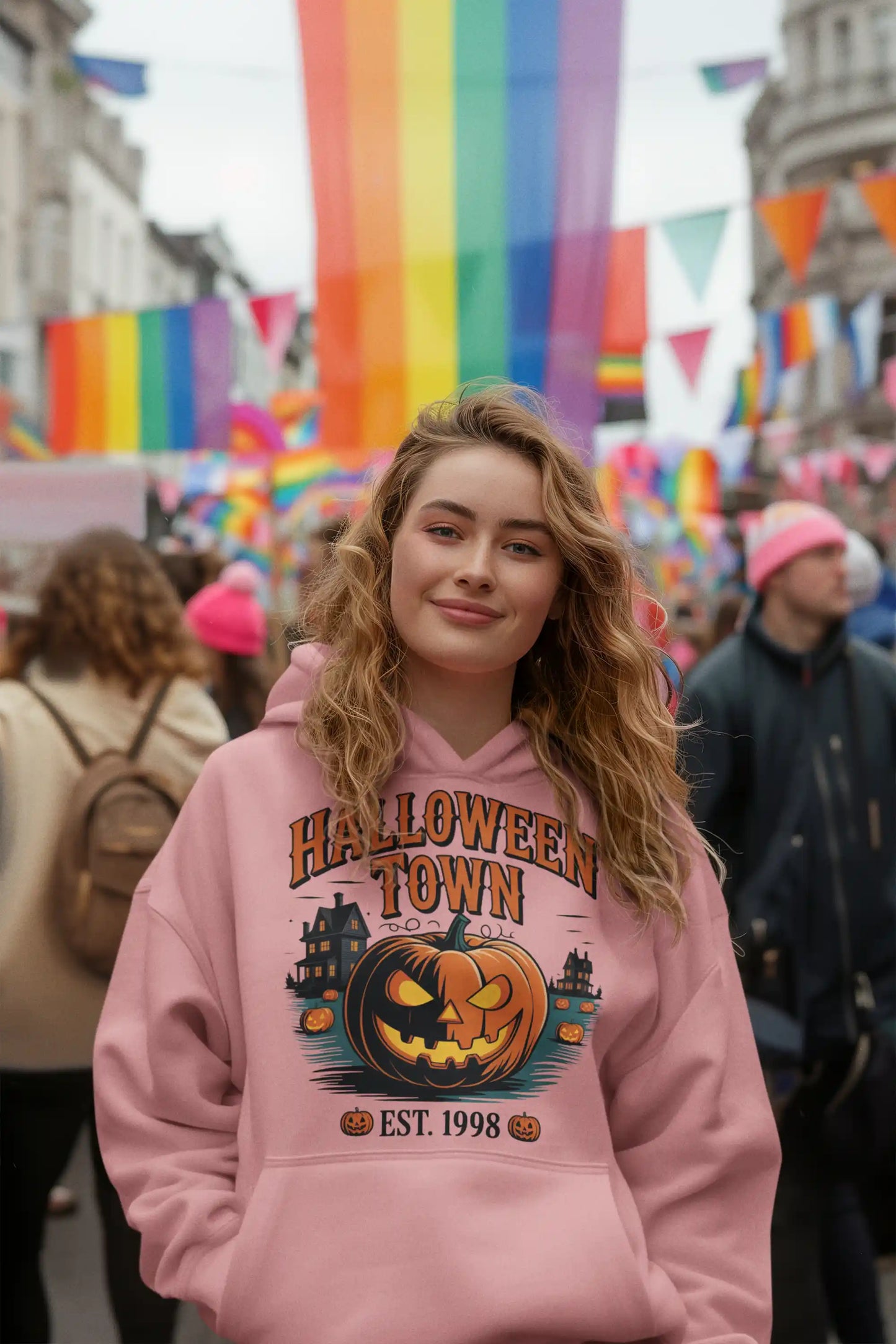 Halloween Town Hoodie – Vintage Pumpkin Graphic – Bella Canvas 3719 – Halloween Pullover – Spooky Season Hoodie – Unisex S-3XL