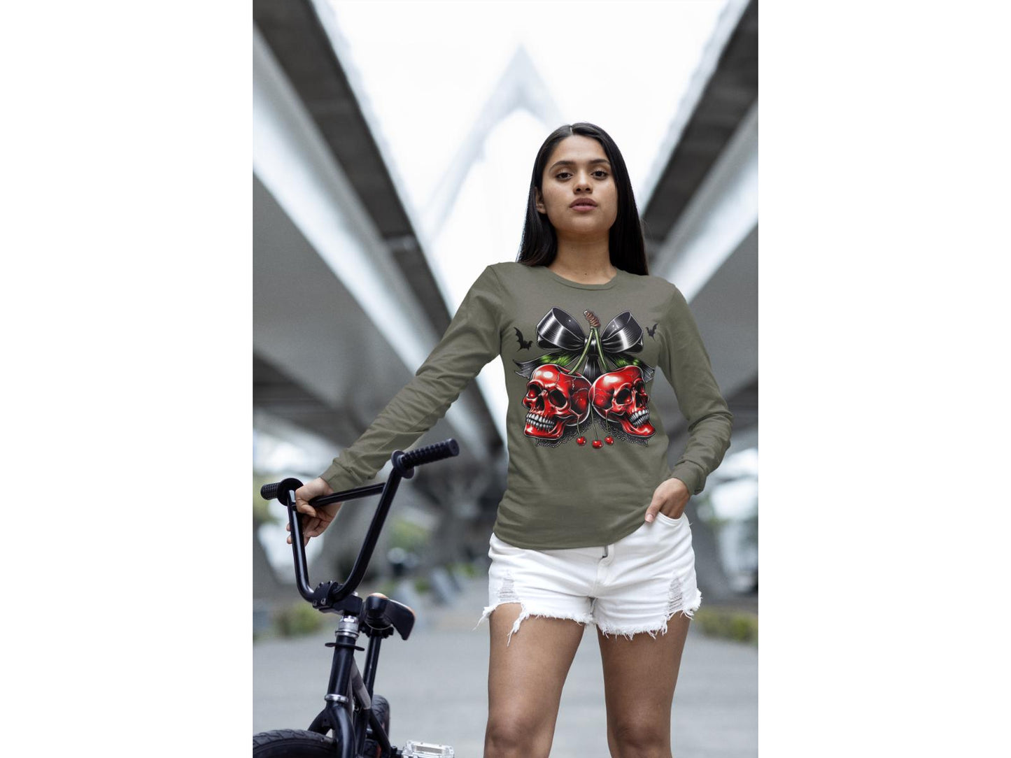Spooky Cherry Halloween Bow Sweatshirt – Cute & Creepy Fall Vibes
