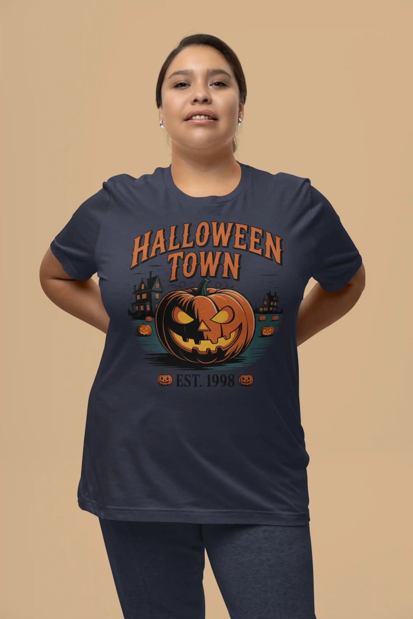 Halloween Town T-Shirt – Vintage Pumpkin Graphic – Bella Canvas 3001 – Halloween Tee – Spooky Season Shirt – Unisex S-3XL