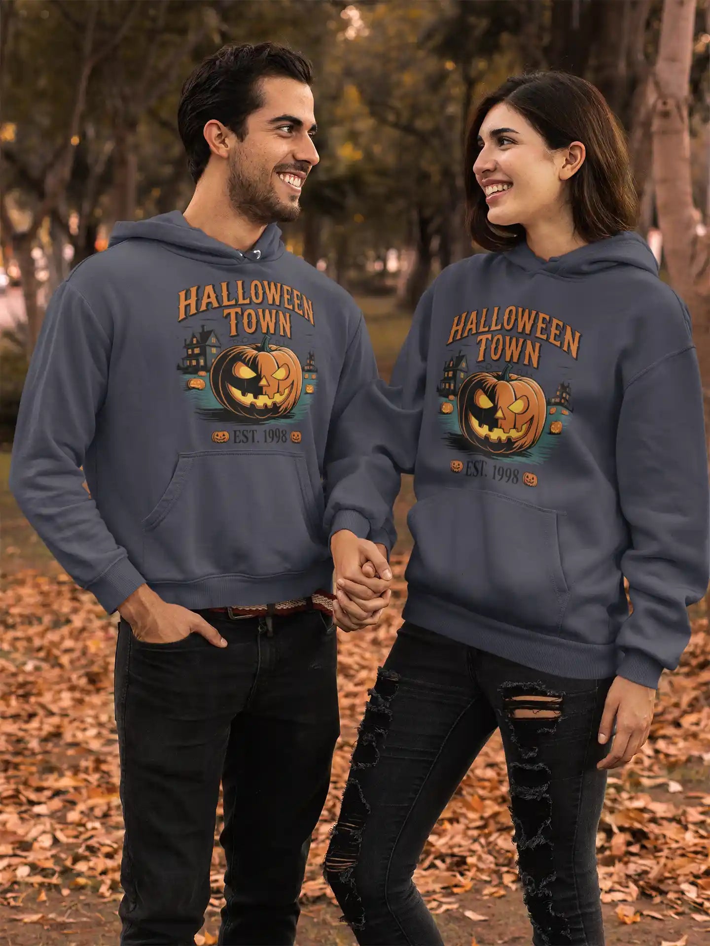 Halloween Town Hoodie – Vintage Pumpkin Graphic – Bella Canvas 3719 – Halloween Pullover – Spooky Season Hoodie – Unisex S-3XL