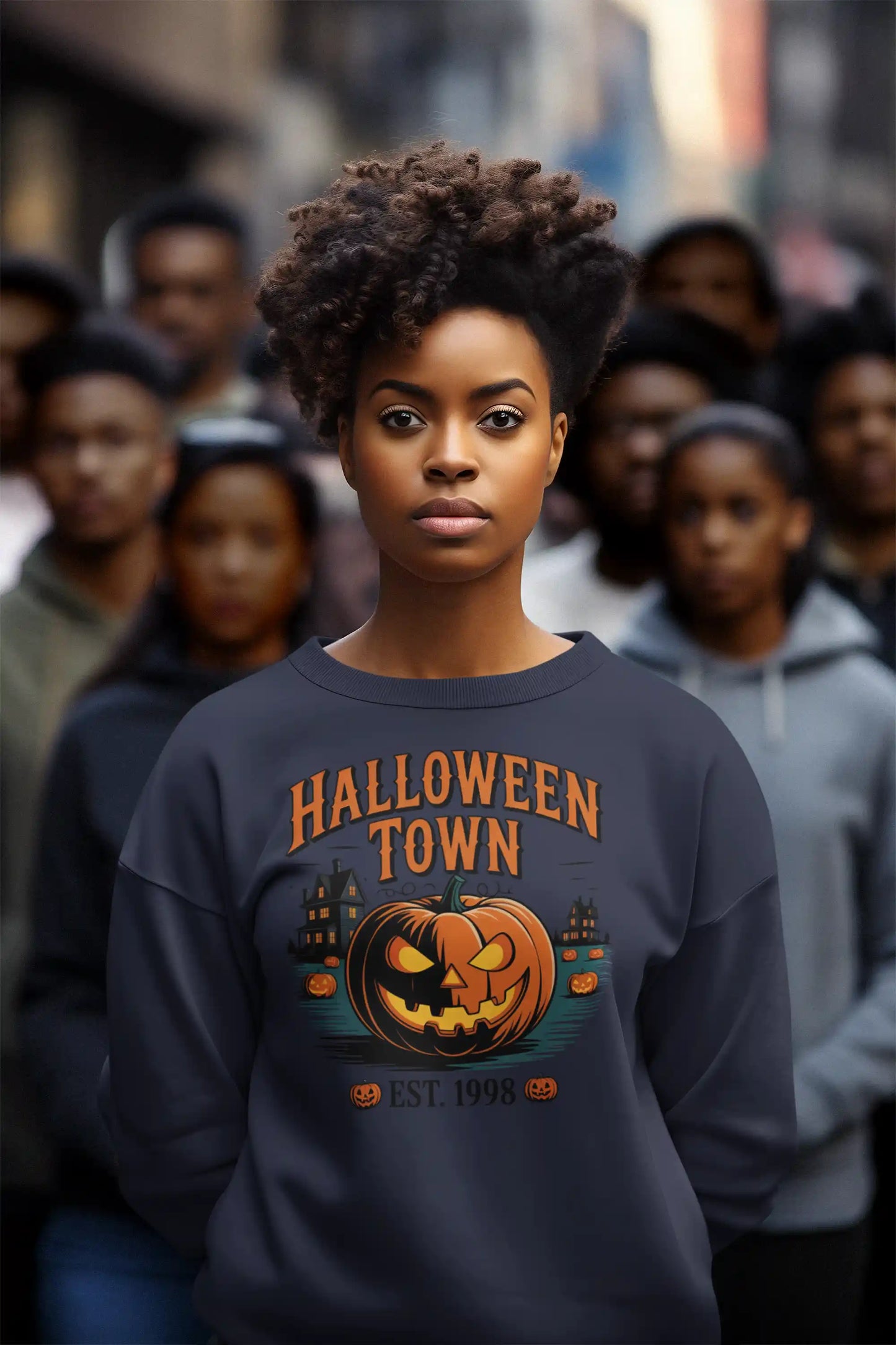 Halloween Town Sweatshirt – Vintage Pumpkin Graphic – Bella Canvas 3501 – Halloween Crewneck – Spooky Season Shirt – Unisex S-3XL