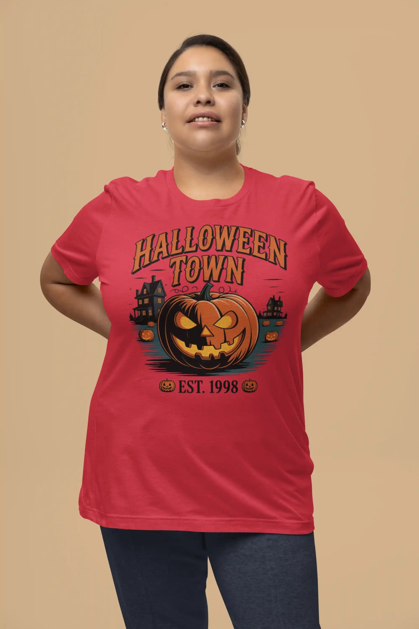 Halloween Town T-Shirt – Vintage Pumpkin Graphic – Bella Canvas 3001 – Halloween Tee – Spooky Season Shirt – Unisex S-3XL