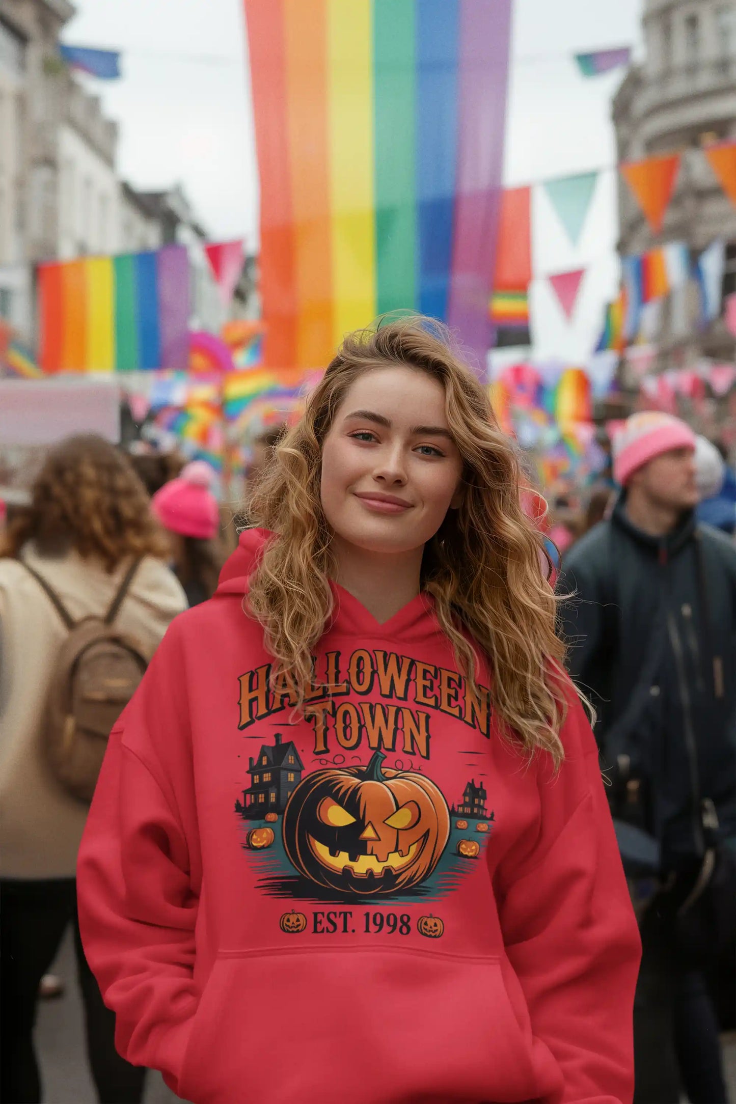 Halloween Town Hoodie – Vintage Pumpkin Graphic – Bella Canvas 3719 – Halloween Pullover – Spooky Season Hoodie – Unisex S-3XL