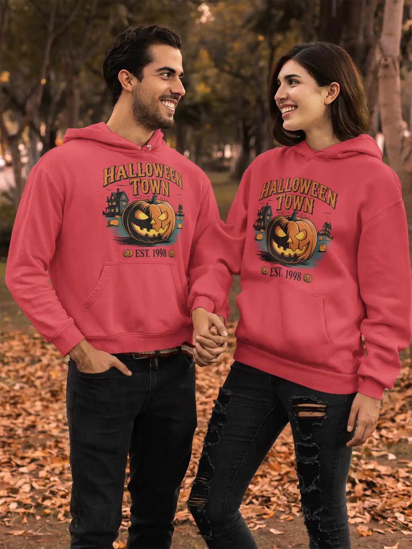 Halloween Town Hoodie – Vintage Pumpkin Graphic – Bella Canvas 3719 – Halloween Pullover – Spooky Season Hoodie – Unisex S-3XL