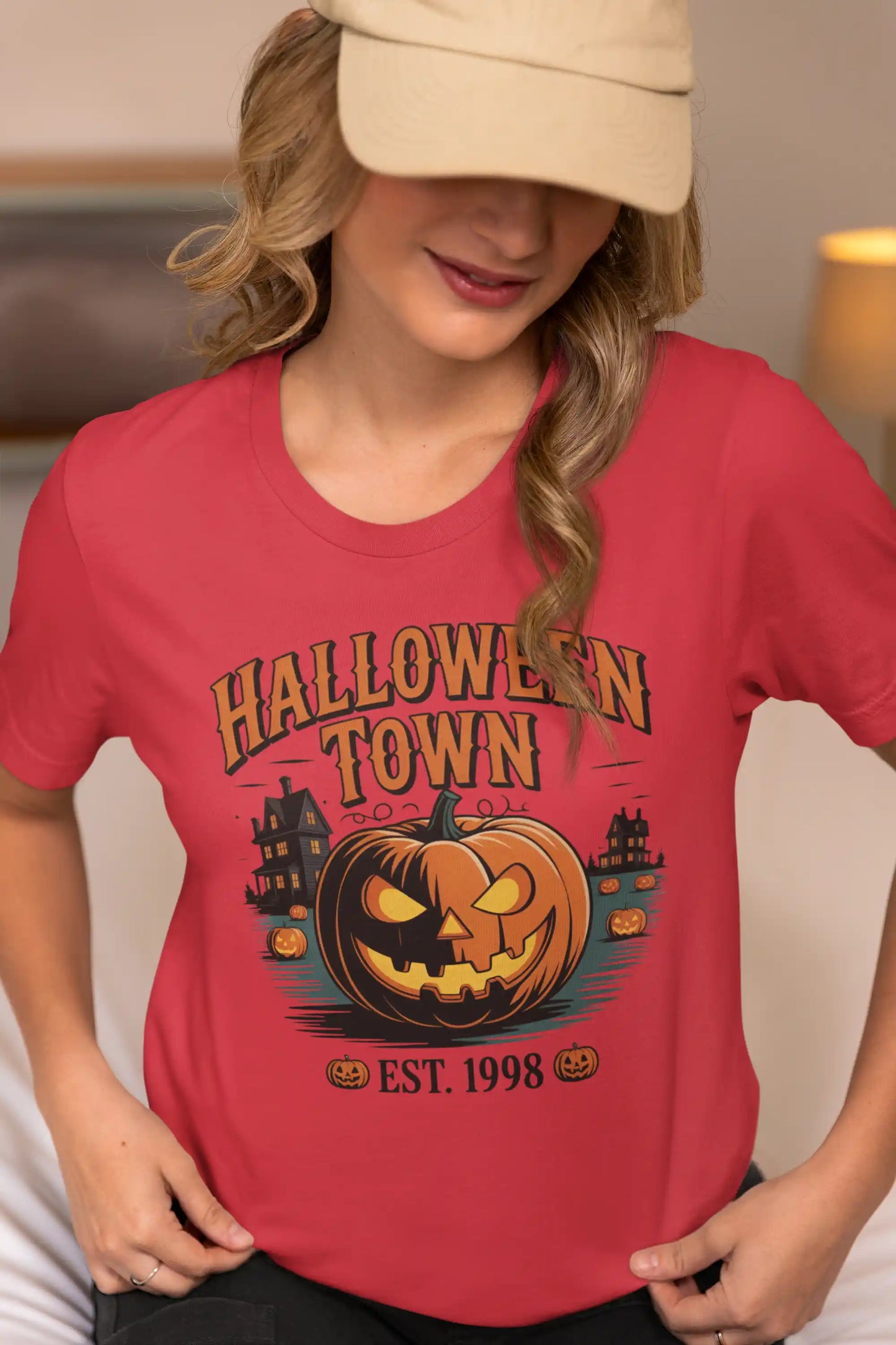 Halloween Town T-Shirt – Vintage Pumpkin Graphic – Bella Canvas 3001 – Halloween Tee – Spooky Season Shirt – Unisex S-3XL