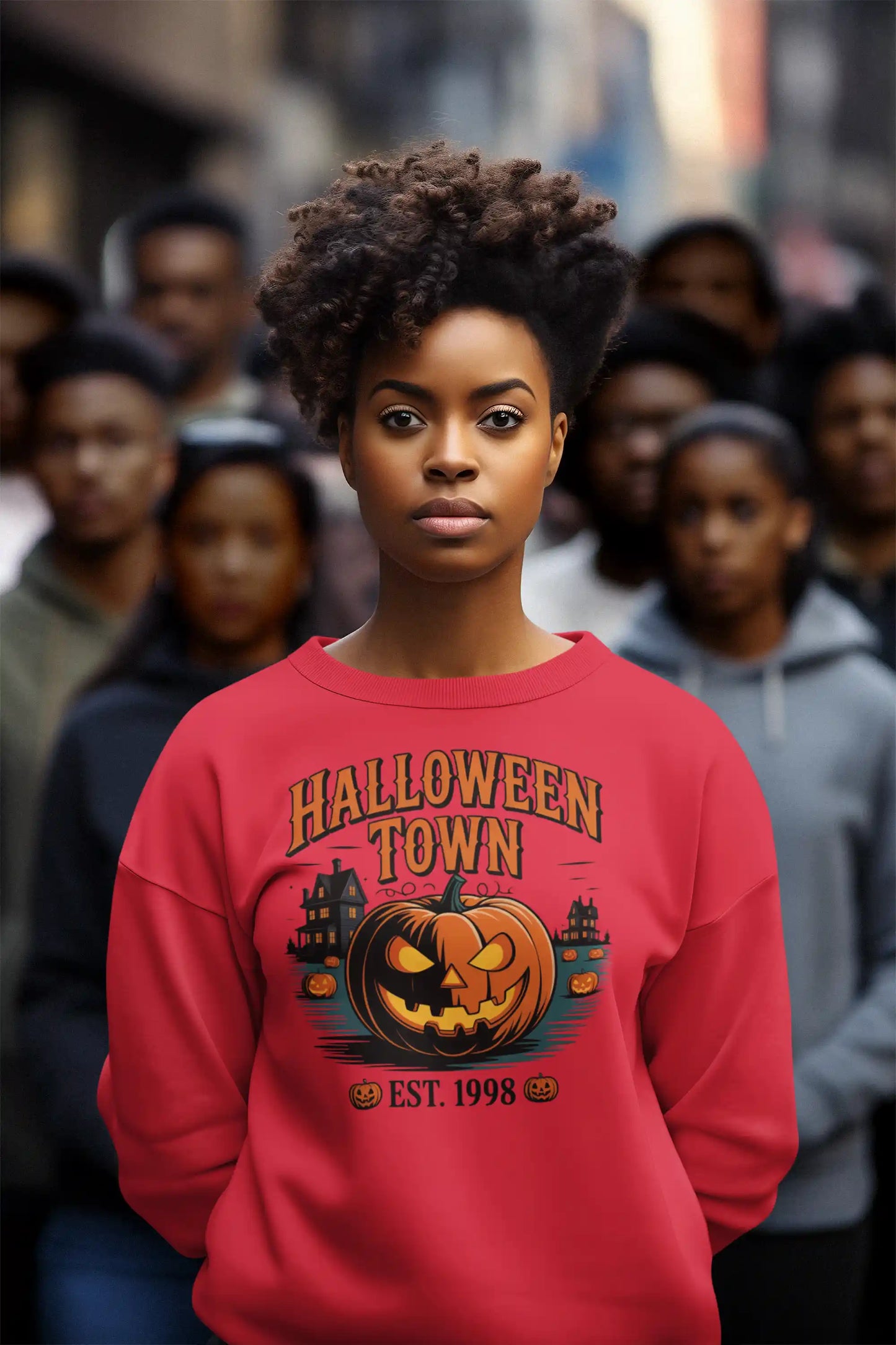 Halloween Town Sweatshirt – Vintage Pumpkin Graphic – Bella Canvas 3501 – Halloween Crewneck – Spooky Season Shirt – Unisex S-3XL