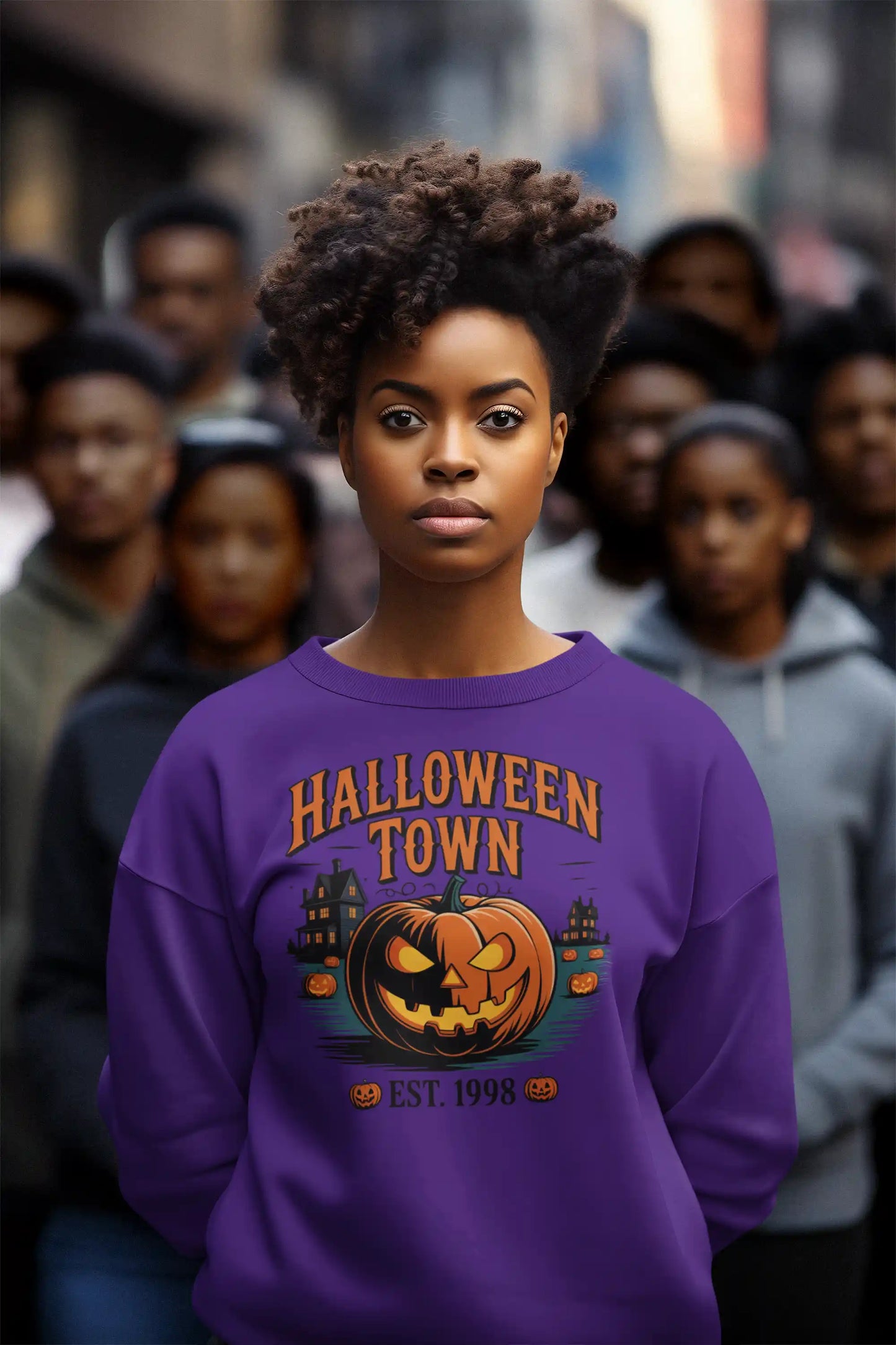 Halloween Town Sweatshirt – Vintage Pumpkin Graphic – Bella Canvas 3501 – Halloween Crewneck – Spooky Season Shirt – Unisex S-3XL