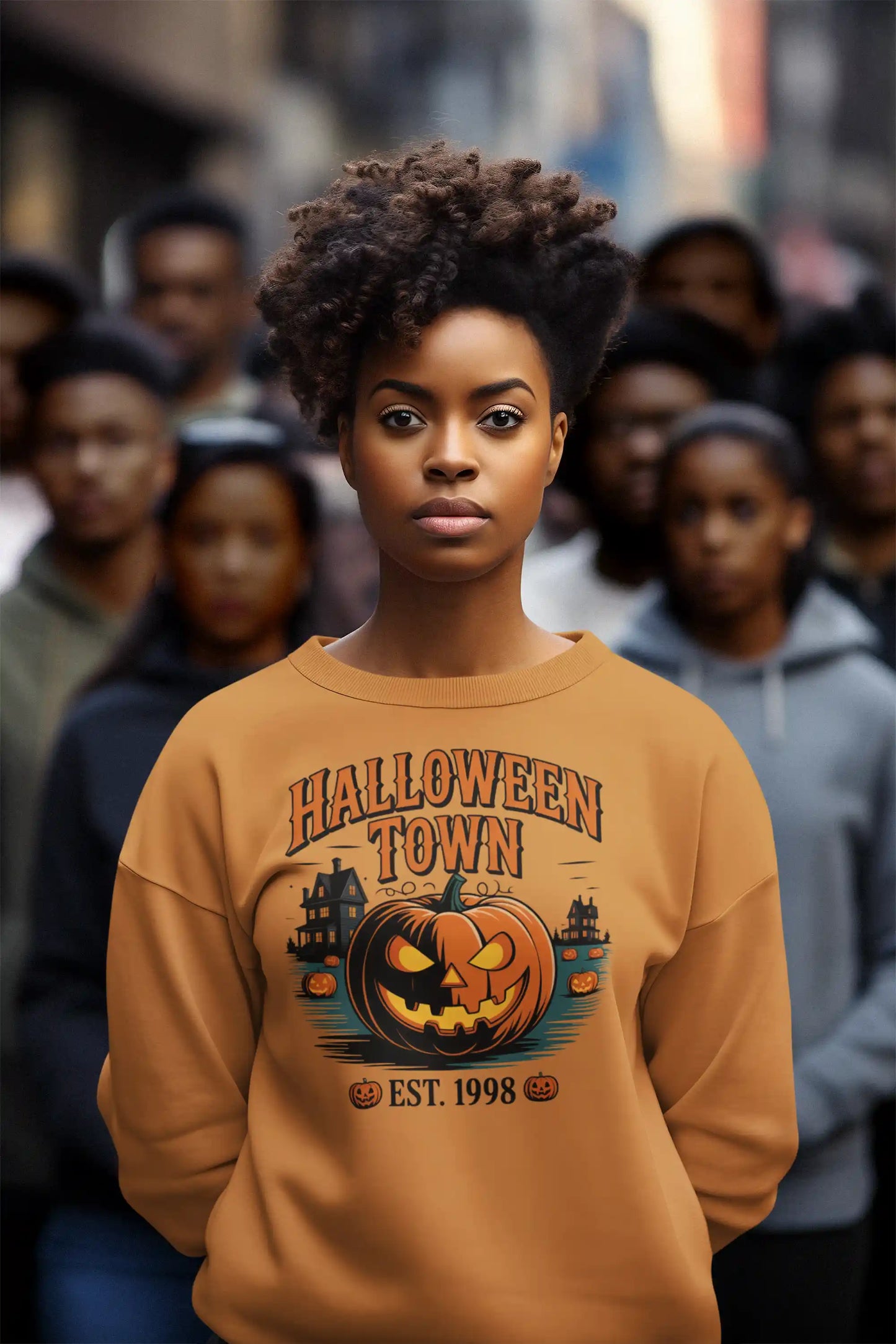 Halloween Town Sweatshirt – Vintage Pumpkin Graphic – Bella Canvas 3501 – Halloween Crewneck – Spooky Season Shirt – Unisex S-3XL