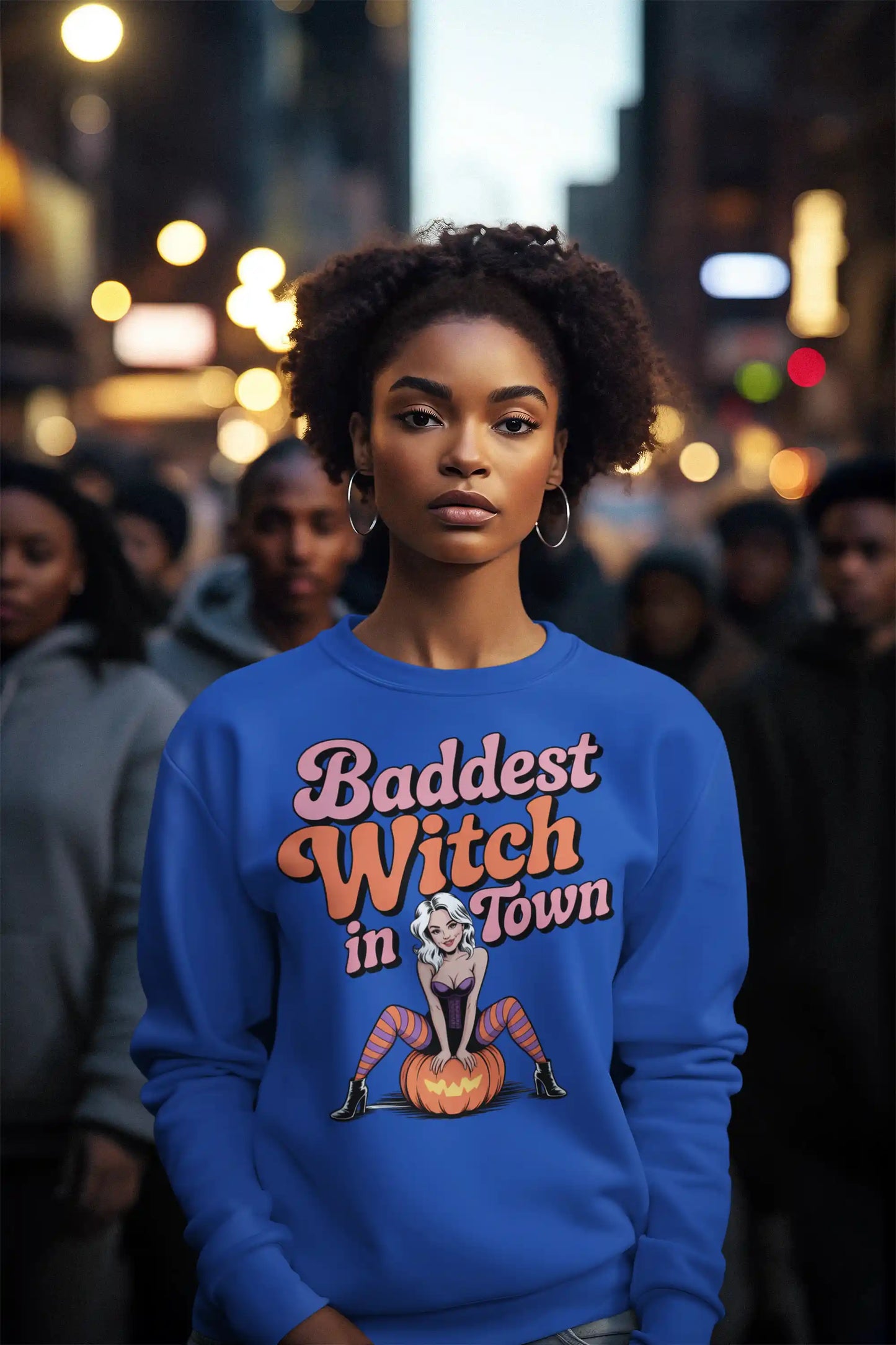Baddest Witch in Town Retro Halloween Bella+Canvas 3501 Sweatshirt – Spooky Cute Fall Outfit