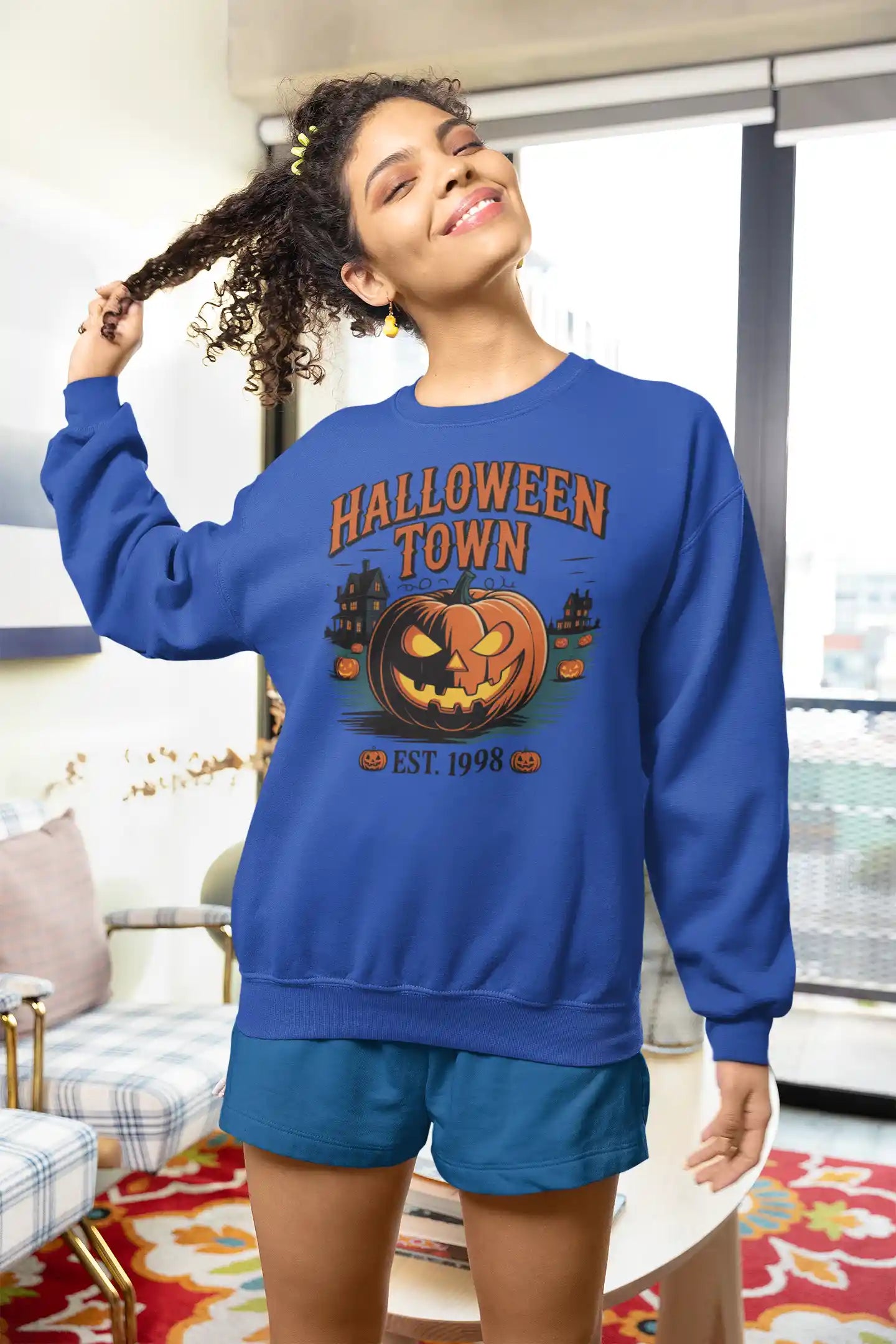 Halloween Town Sweatshirt – Vintage Pumpkin Graphic – Bella Canvas 3501 – Halloween Crewneck – Spooky Season Shirt – Unisex S-3XL