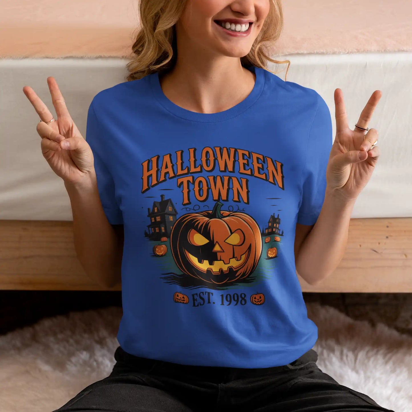 Halloween Town T-Shirt – Vintage Pumpkin Graphic – Bella Canvas 3001 – Halloween Tee – Spooky Season Shirt – Unisex S-3XL