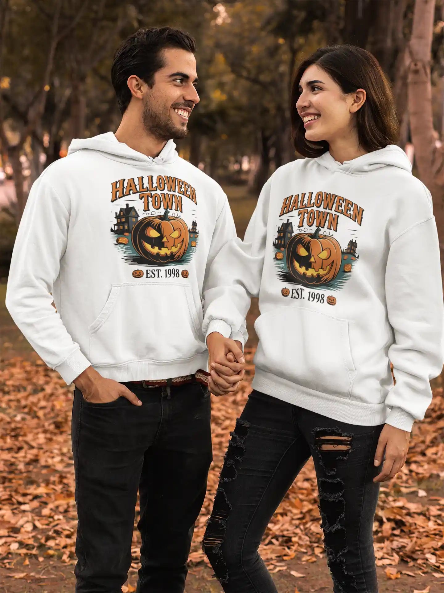 Halloween Town Hoodie – Vintage Pumpkin Graphic – Bella Canvas 3719 – Halloween Pullover – Spooky Season Hoodie – Unisex S-3XL