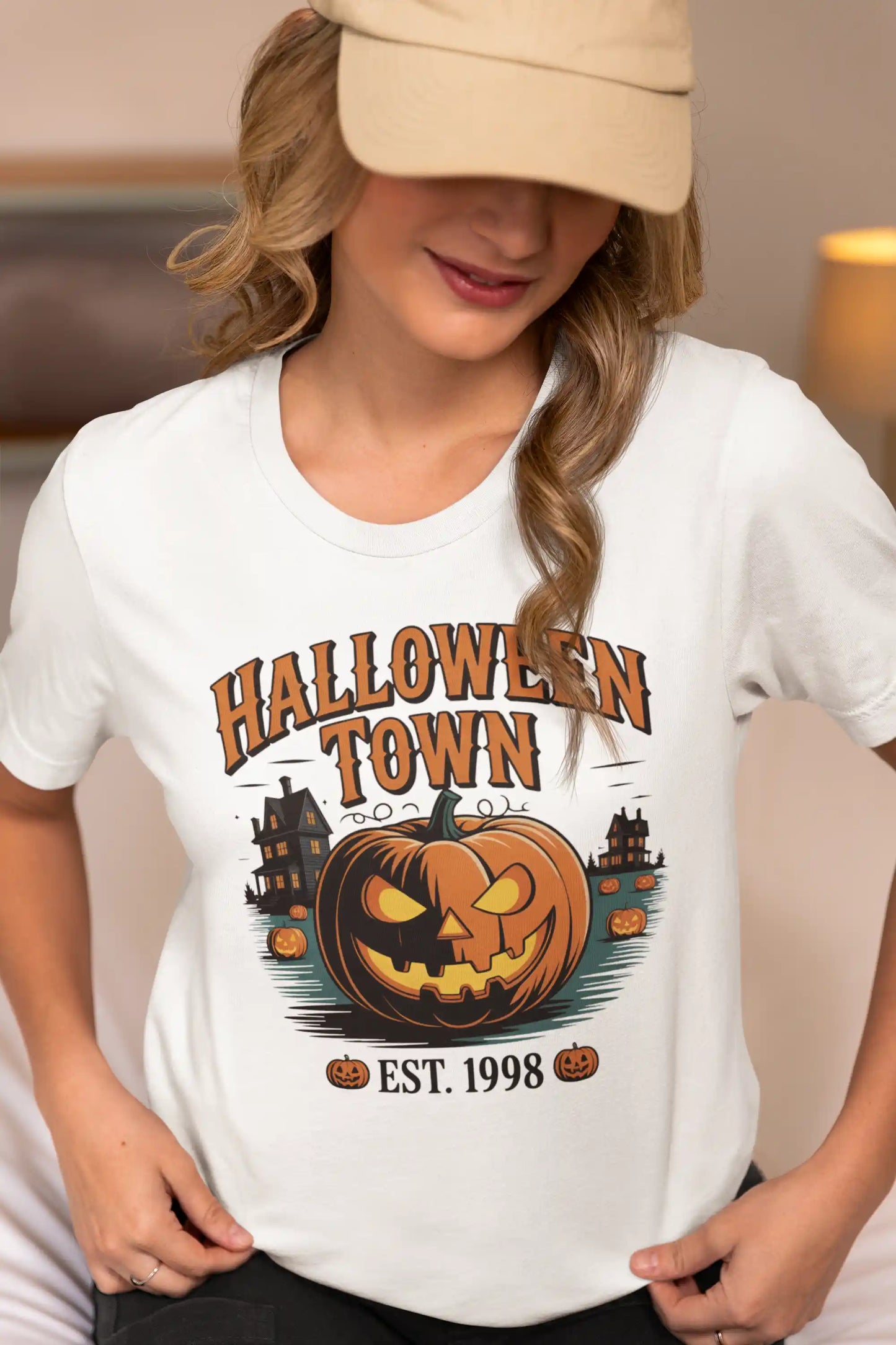 Halloween Town T-Shirt – Vintage Pumpkin Graphic – Bella Canvas 3001 – Halloween Tee – Spooky Season Shirt – Unisex S-3XL