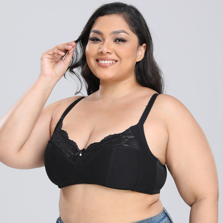 Large size bra ultra-thin lace black sexy underwear bra cross-border supply 38-50FGH