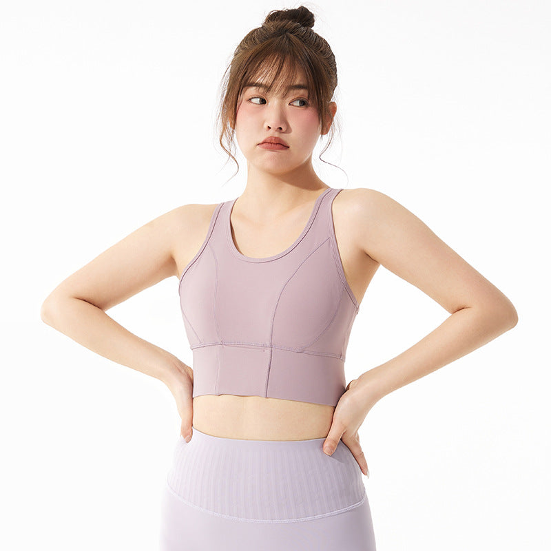 Women's One-piece high-strength shockproof sports underwear plus size push up outdoor fitness bra chubby girl yoga vest