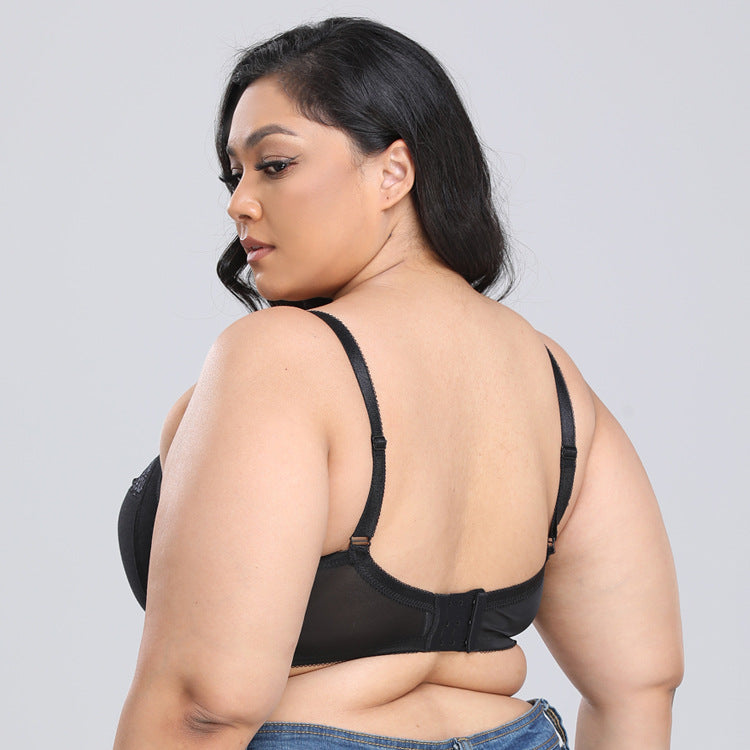 Large size bra ultra-thin lace black sexy underwear bra cross-border supply 38-50FGH