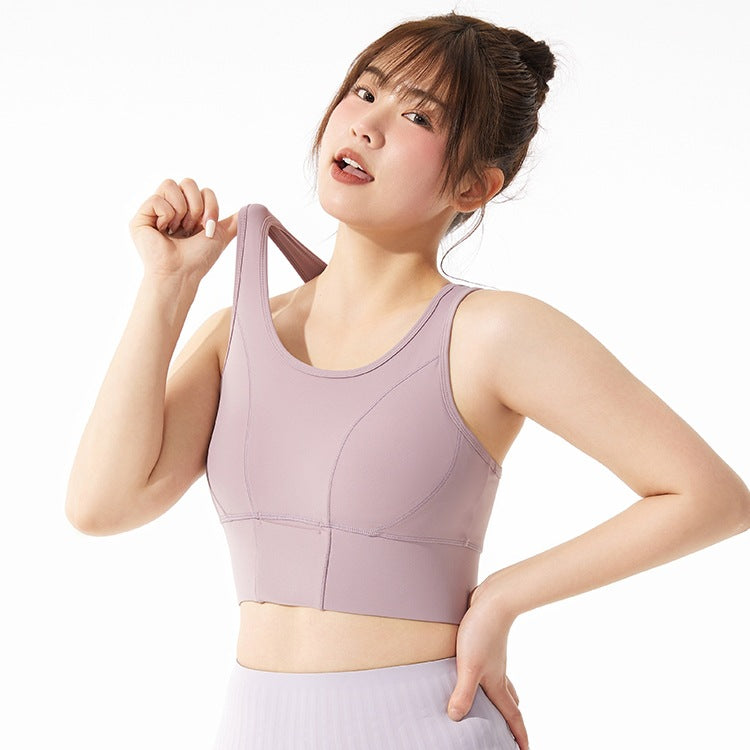 Women's One-piece high-strength shockproof sports underwear plus size push up outdoor fitness bra chubby girl yoga vest