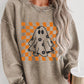 Halloween checkerboard floral ghost graphic corded sweatshirt.
