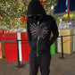 Men's black zip-up hoodie with a rhinestone spider web design.