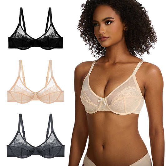The large-sized underwear with thin mesh fabric gathers the French sexiness of the bra Skin color