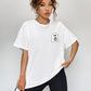 White round neck short sleeve t-shirt with a ghost graphic.