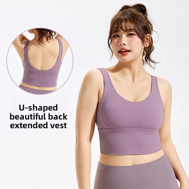 Women's One-piece high-strength shockproof sports underwear plus size push up outdoor fitness bra chubby girl yoga vest