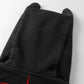 Black men's devil horn zip-up hoodie with red embroidered details.