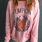 Pink Halloween Leopard Bowknot Pumpkin Graphic Sweatshirt.