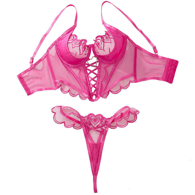 Cross-laced see-through underwear set