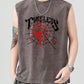 Men's gray tank top with a red spider and web graphic.