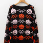 Halloween Pumpkin Pattern Button-Up Cardigan with pink and orange pumpkins and bows.