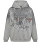 Men's gothic spider web graffiti print hoodie in gray.