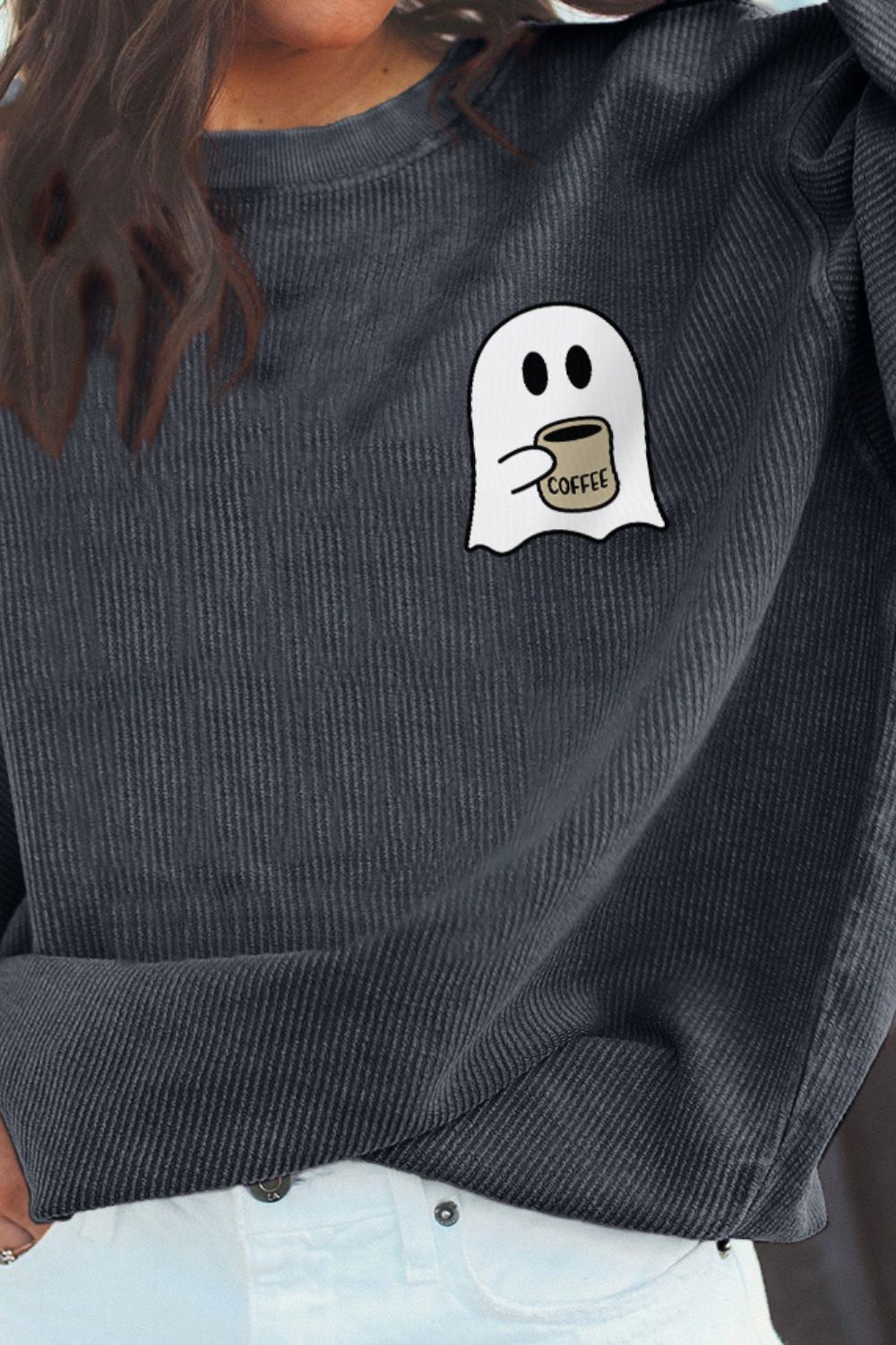 Ghost graphic drop shoulder sweatshirt.