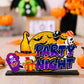 A Halloween ornament featuring a gnome, a tombstone, and the words "Party Night."