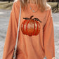 Halloween sequined pumpkin ribbed round neck sweatshirt.