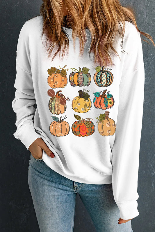 Pumpkin graphic long sleeve sweatshirt.